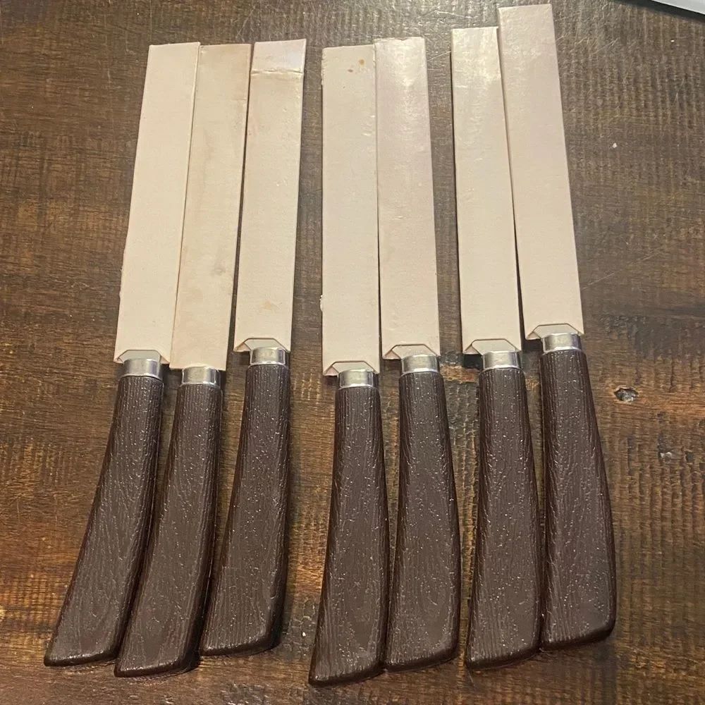 Set 6 VINTAGE QUIKUT Stainless Steak Knives Shell Oil Co. Dealer